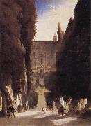 Karl Blechen The Gardens of the Villa d-Este oil on canvas